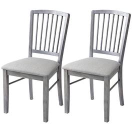 Homcom - Chairs Upholstered Kitchen Chairs with Rubberwood Legs Set of 2 - Rustic Gray