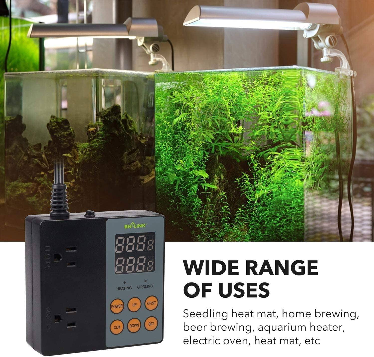 BN-LINK 13/ HEATING COOLING UP CFIST POWER DOWN SET CUR WIDE RANGE OF USES

Seedling heat mat, home brewing, beer brewing, aquarium heater, electric oven, heat mat, etc