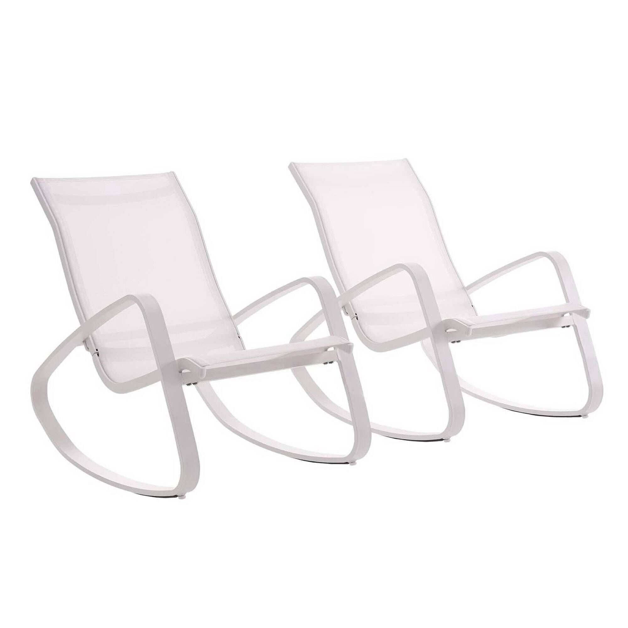Angle. Modway - Traveler Outdoor Patio Mesh Sling Rocking Lounge Chair Set of 2 by Modway - White White.