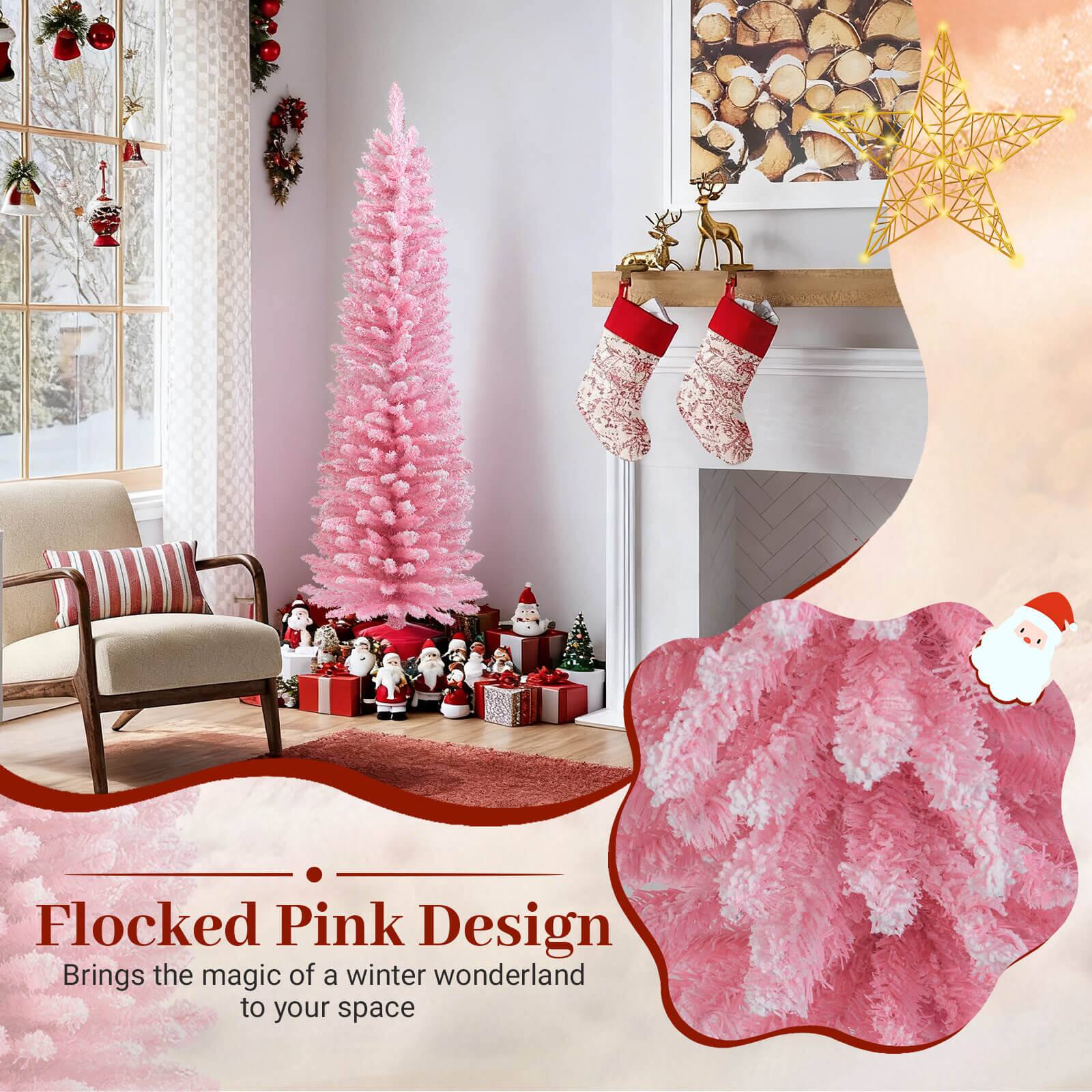 Flocked Pink Design  
Brings the magic of a winter wonderland to your space