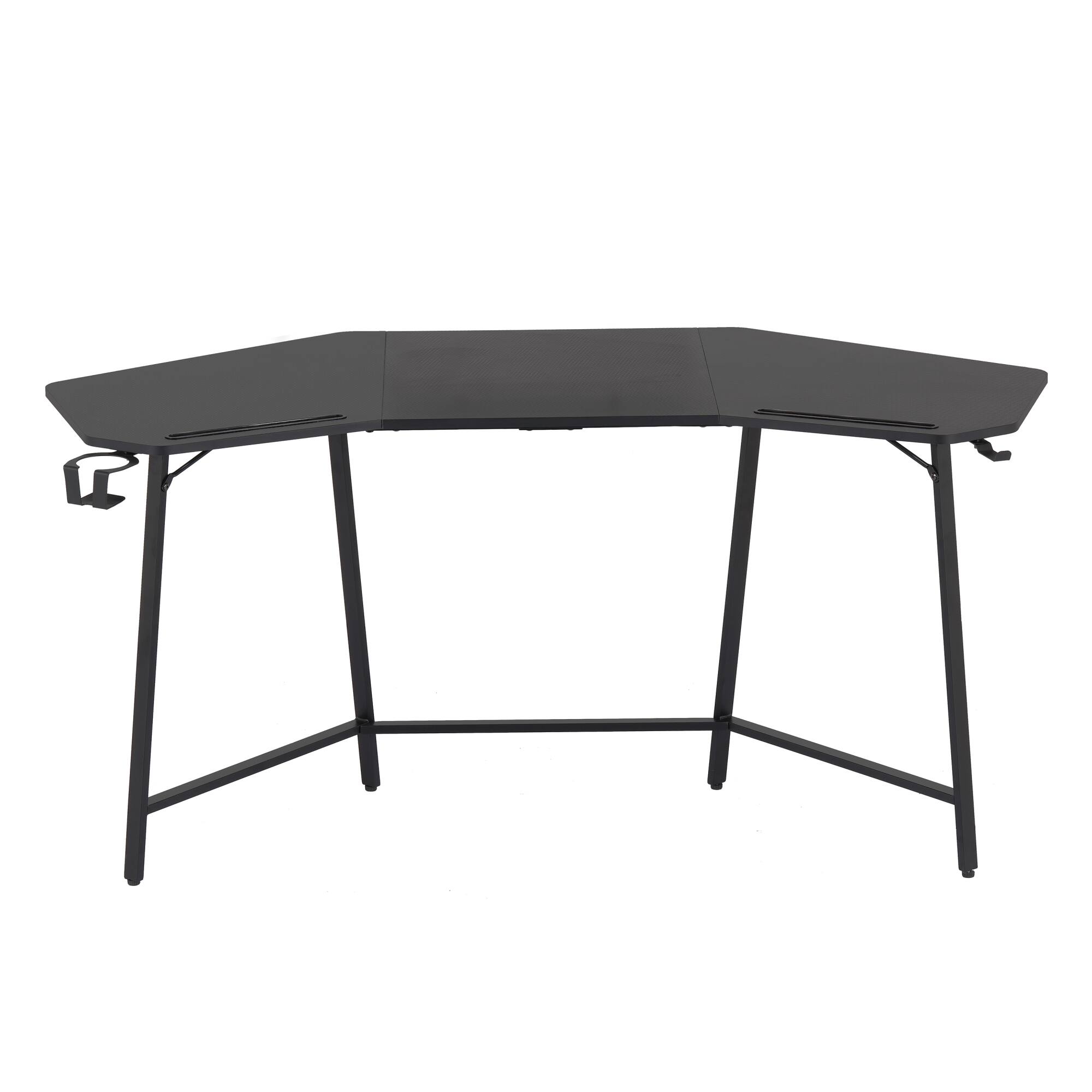 Left. GOODSILO - Premium Gaming Desk with Integrated Shelf and Convenient Accessory Holders for Enhanced Gaming Experience - Black.