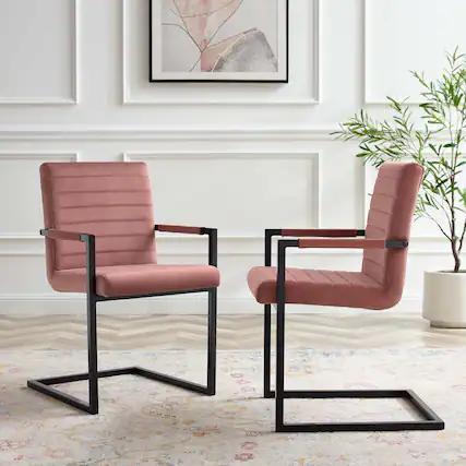 Front. Modway - Savoy Performance Velvet Dining Chairs Set of 2 by Modway - Dusty Rose.