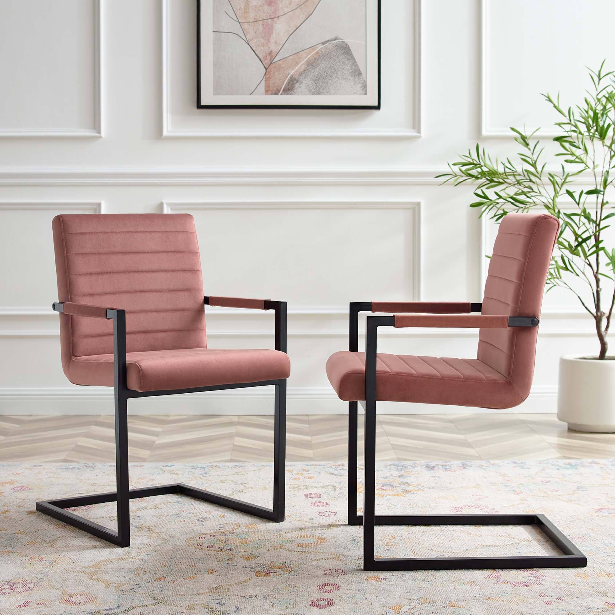 Front. Modway - Savoy Performance Velvet Dining Chairs Set of 2 by Modway - Dusty Rose.