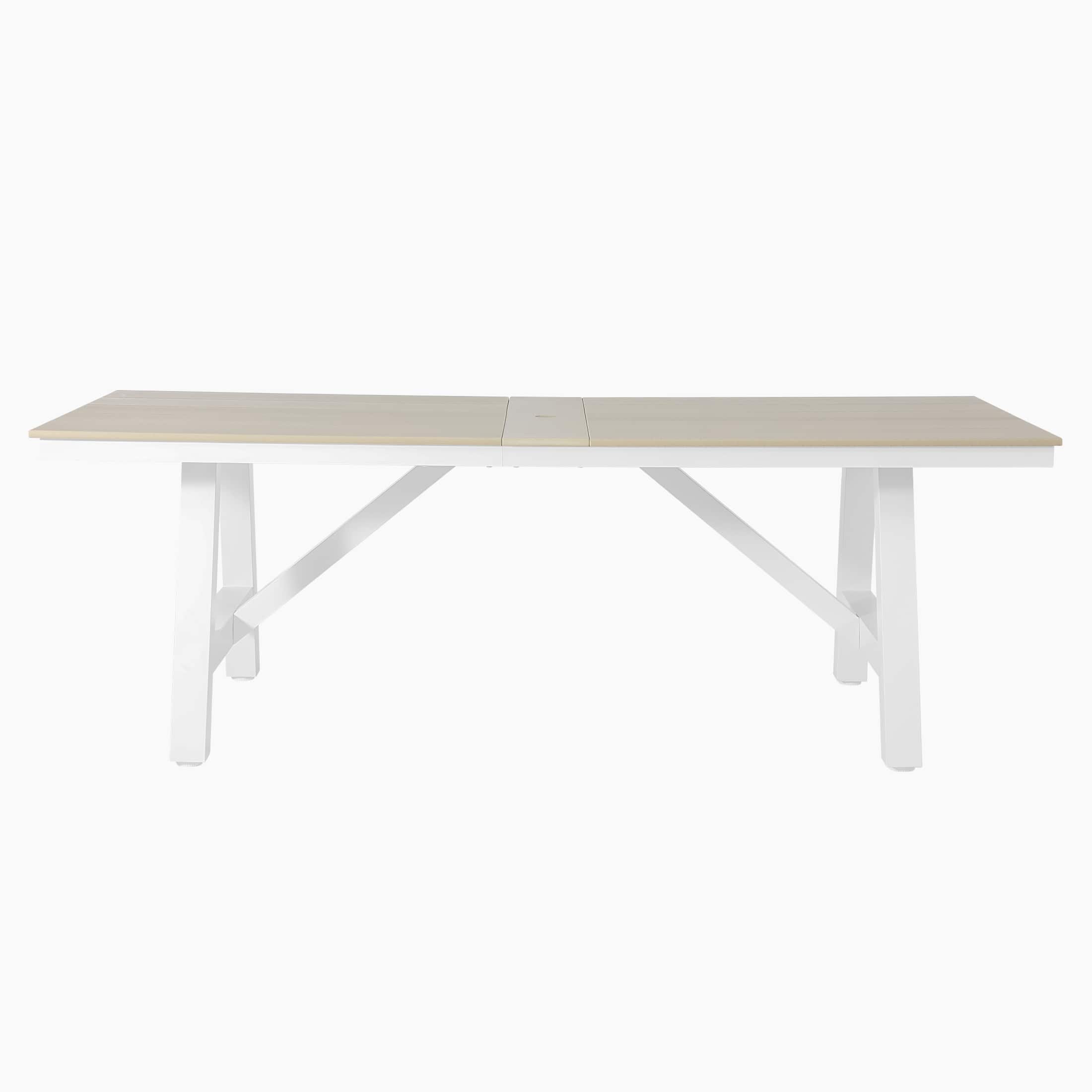 "WestinTrends - Cape May 90"" HDPE Rectangle Outdoor Patio Dining Table With Umbrella Hole and Metal Frame - Sand" price history on PriceWatchPro