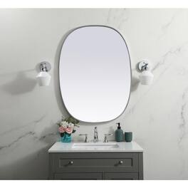 Elegant Decor - Metal Frame Oval Mirror 30x40 Inch - Silver