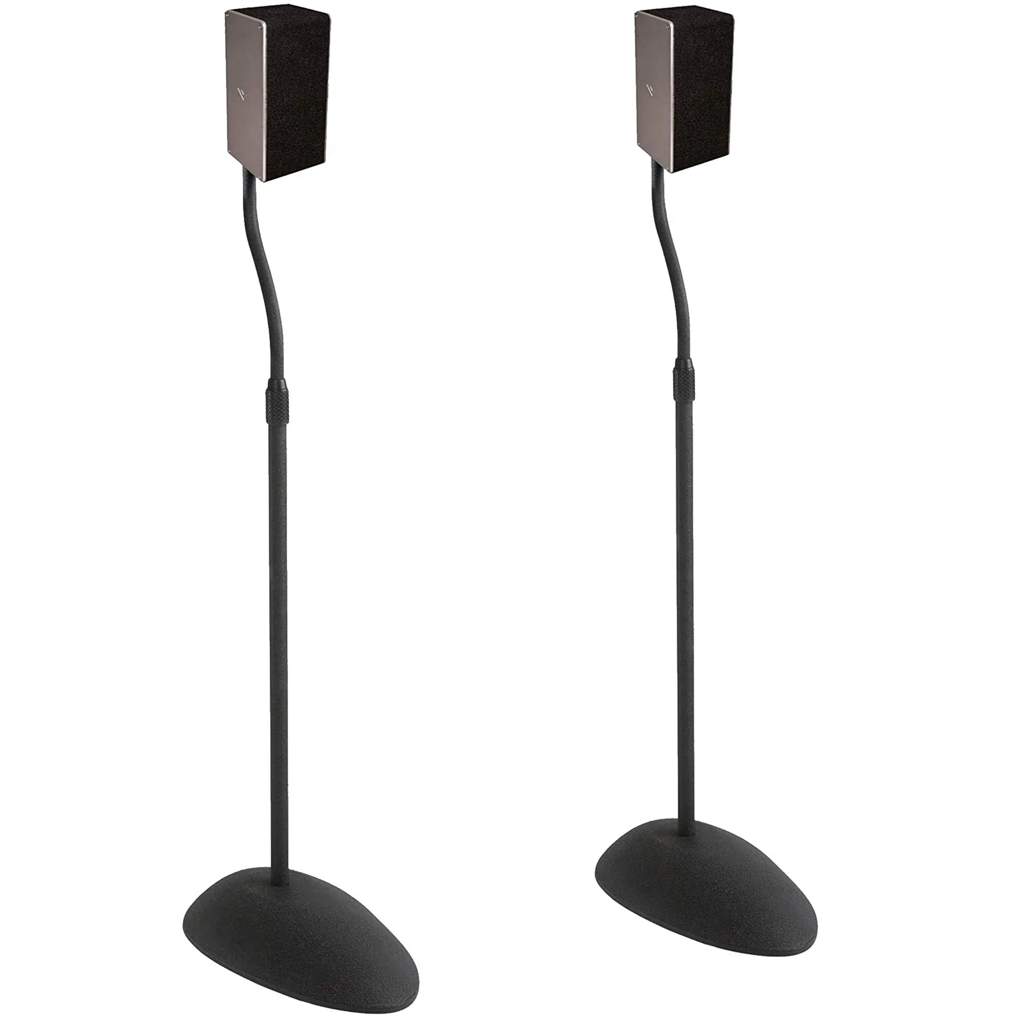 Front. ECHOGEAR - Universal Speaker Stands – Height Adjustable with Cable Management – Ideal for Rear Surround Sound – Fits Vizio, Bose - Black.
