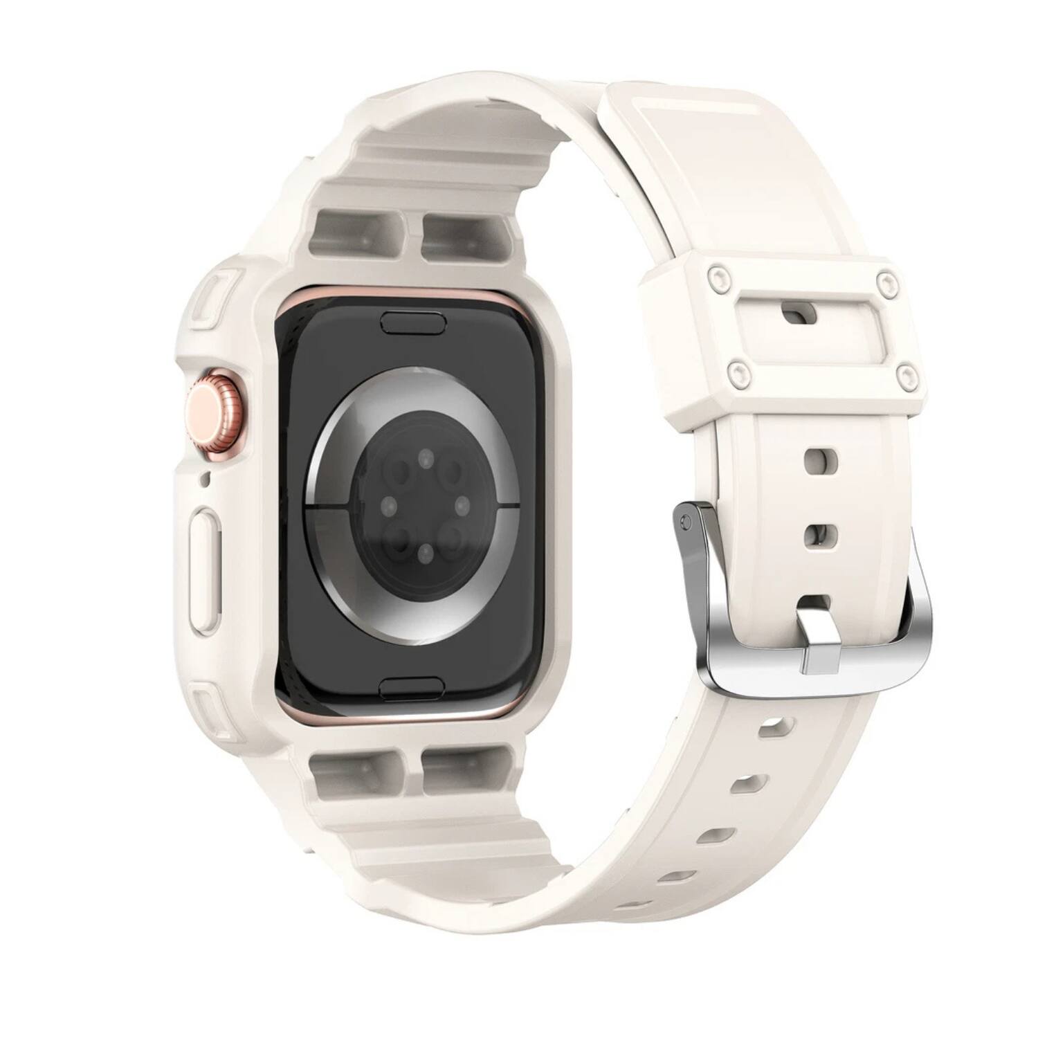 Left. Stock Preferred - TPU Sport Band for Apple Watch Series 10 (46mm) - Starlight - Starlight.