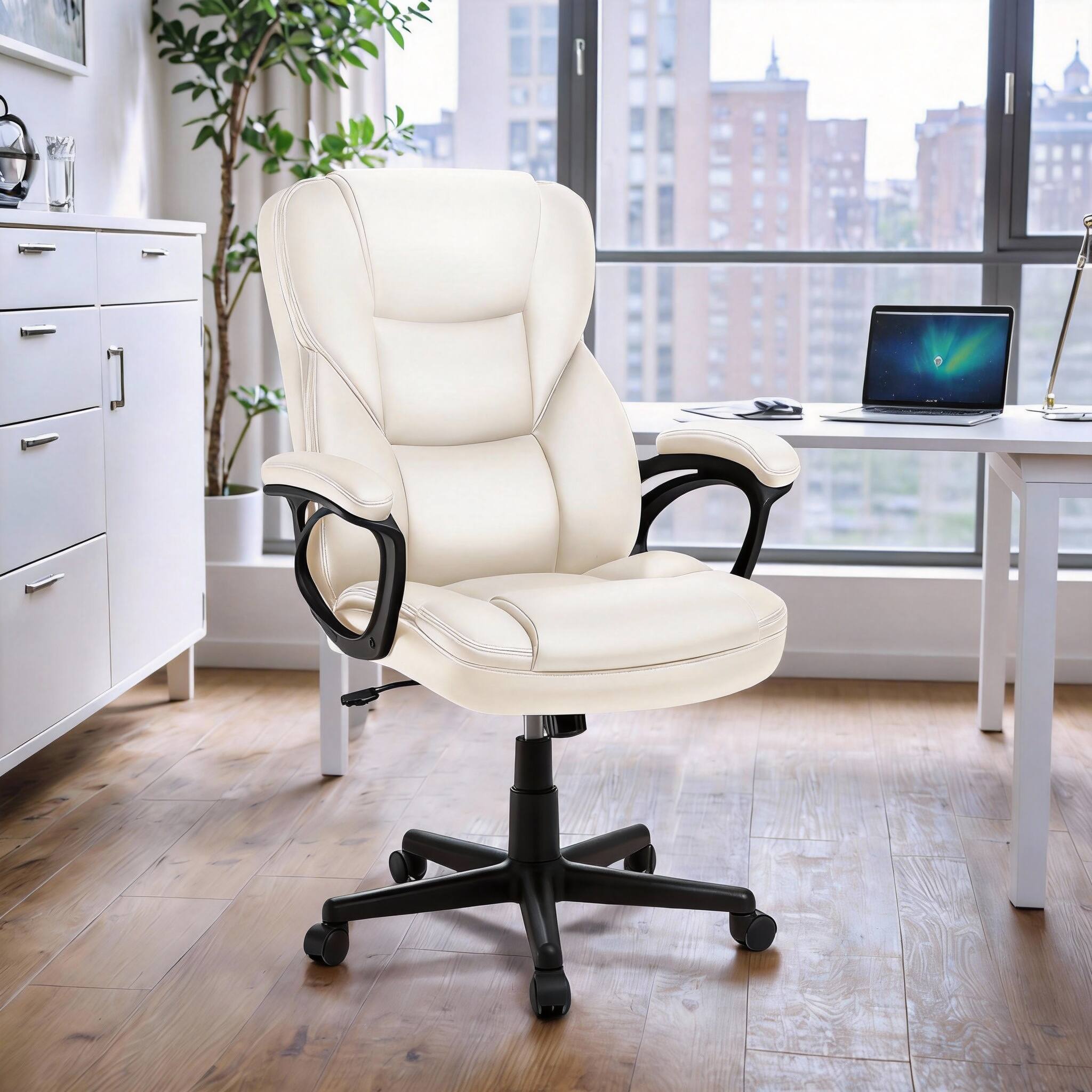 Alt View 1. Frangdom - Executive High-Back PU Leather Office Chair with Lumbar Support - black 300lbs.
