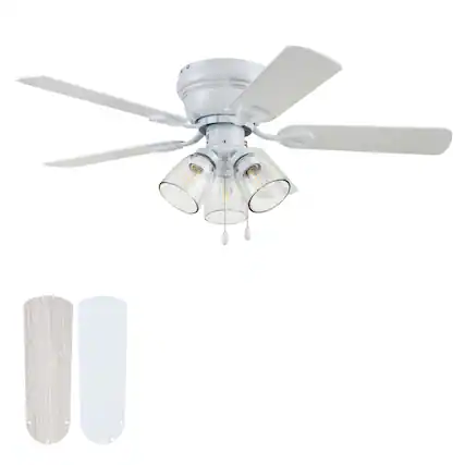 Front. Portage Bay - Portage Bay Renton Ceiling Fan with 5 Reversible Blades & Motor, 42", White - White.