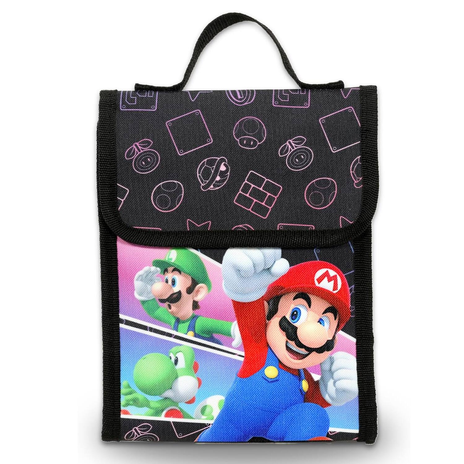 Alt View 2. UPD - Super Mario 16" Backpack with lunch bag water bottle, carabiner clip & ID holder - Multicolored.