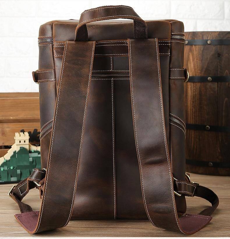 Alt View 9. Steel Horse Leather - The Raoul Backpack | Handmade Vintage Leather Backpack - Dark Brown.