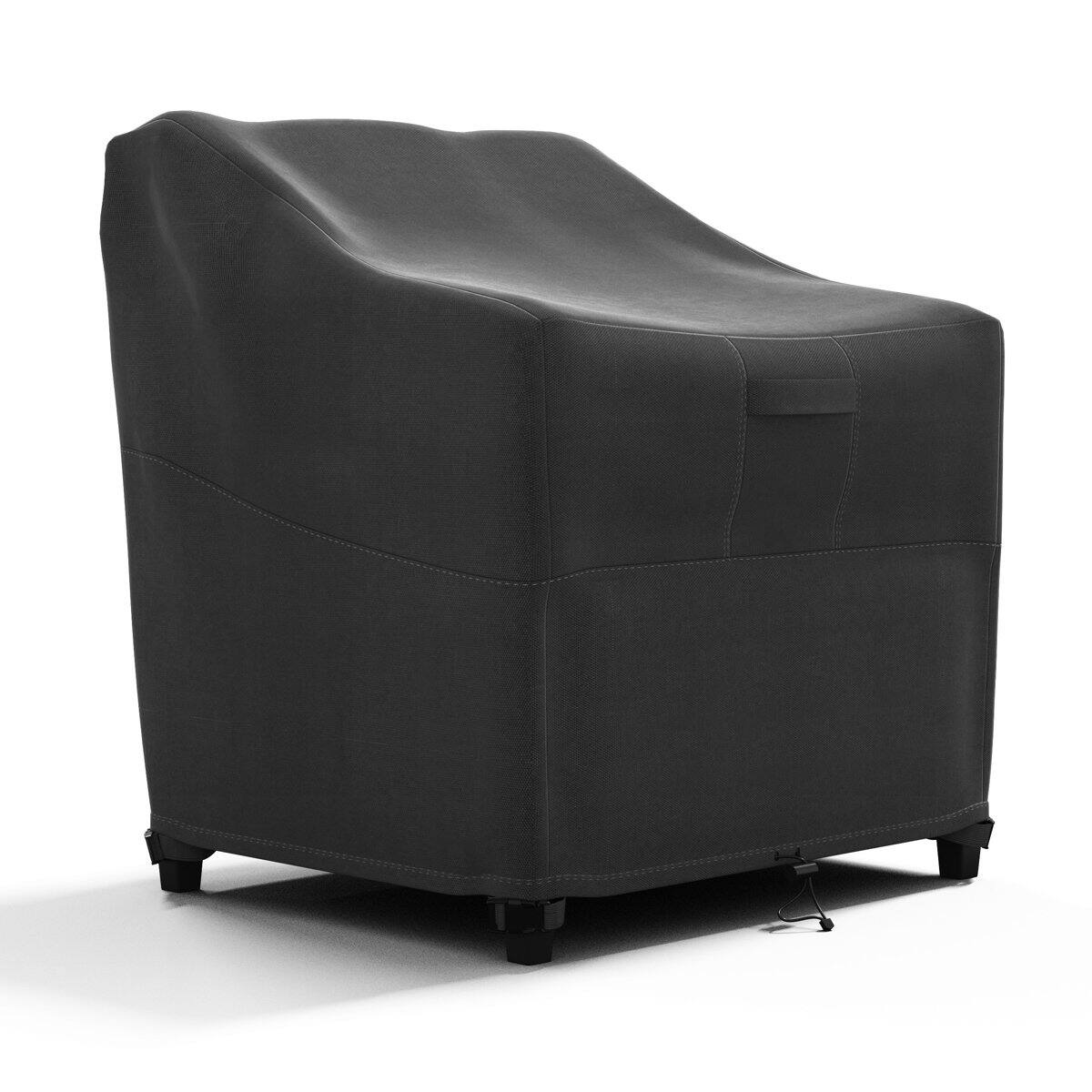 Front. KHOMO GEAR - Heavy-Duty Patio Chair Cover, Waterproof Outdoor Furniture Protector, Fade & Weather Resistant – Black (Standard Size) - Black.