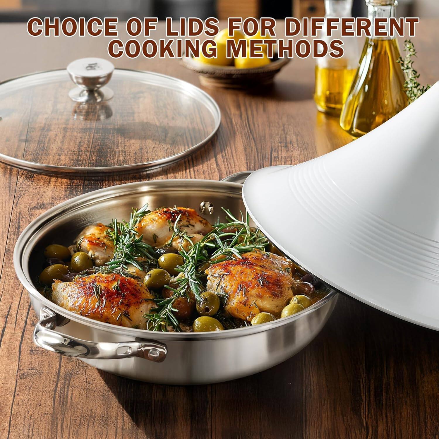 CHOICE OF LIDS FOR DIFFERENT COOKING METHODS