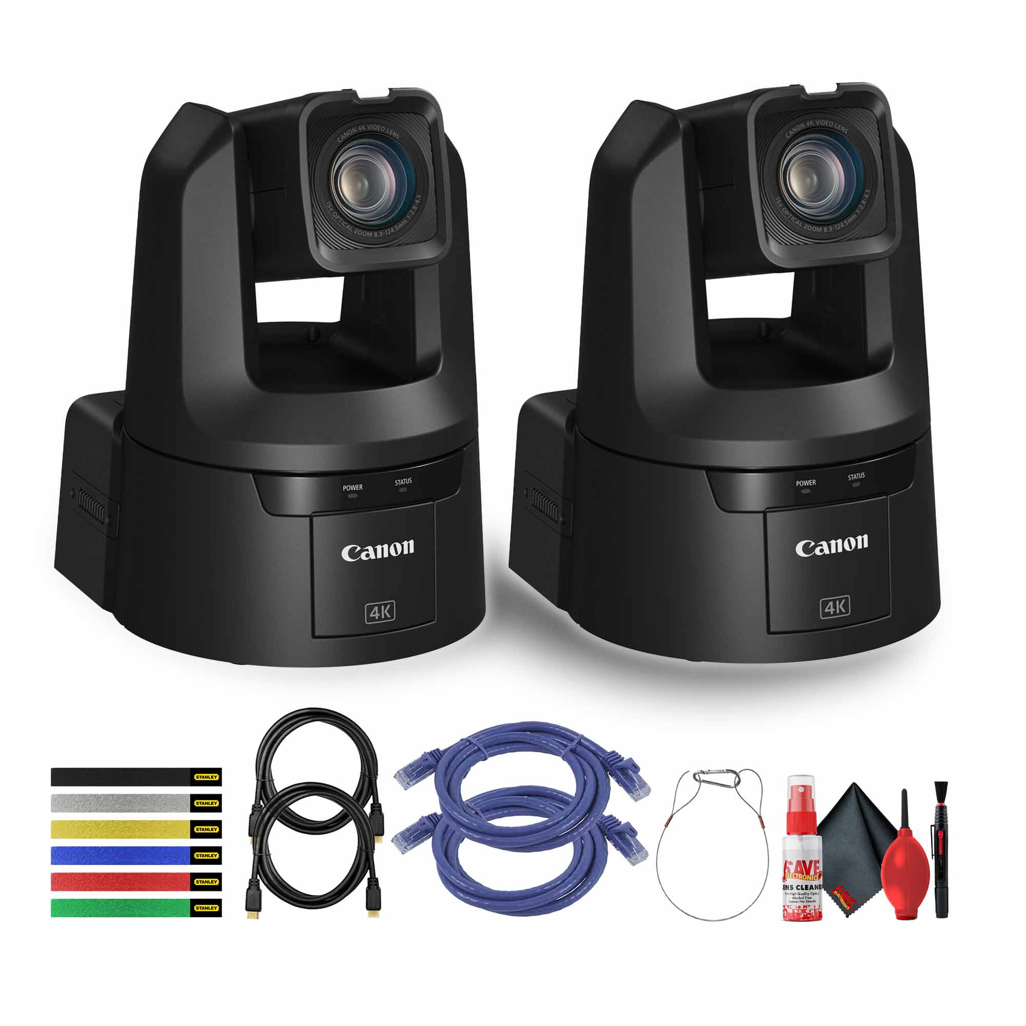 2 x Canon CR-N500 Professional 4K NDI PTZ Camera with 15x Zoom + 2 x HDMI Cable + More Bundle