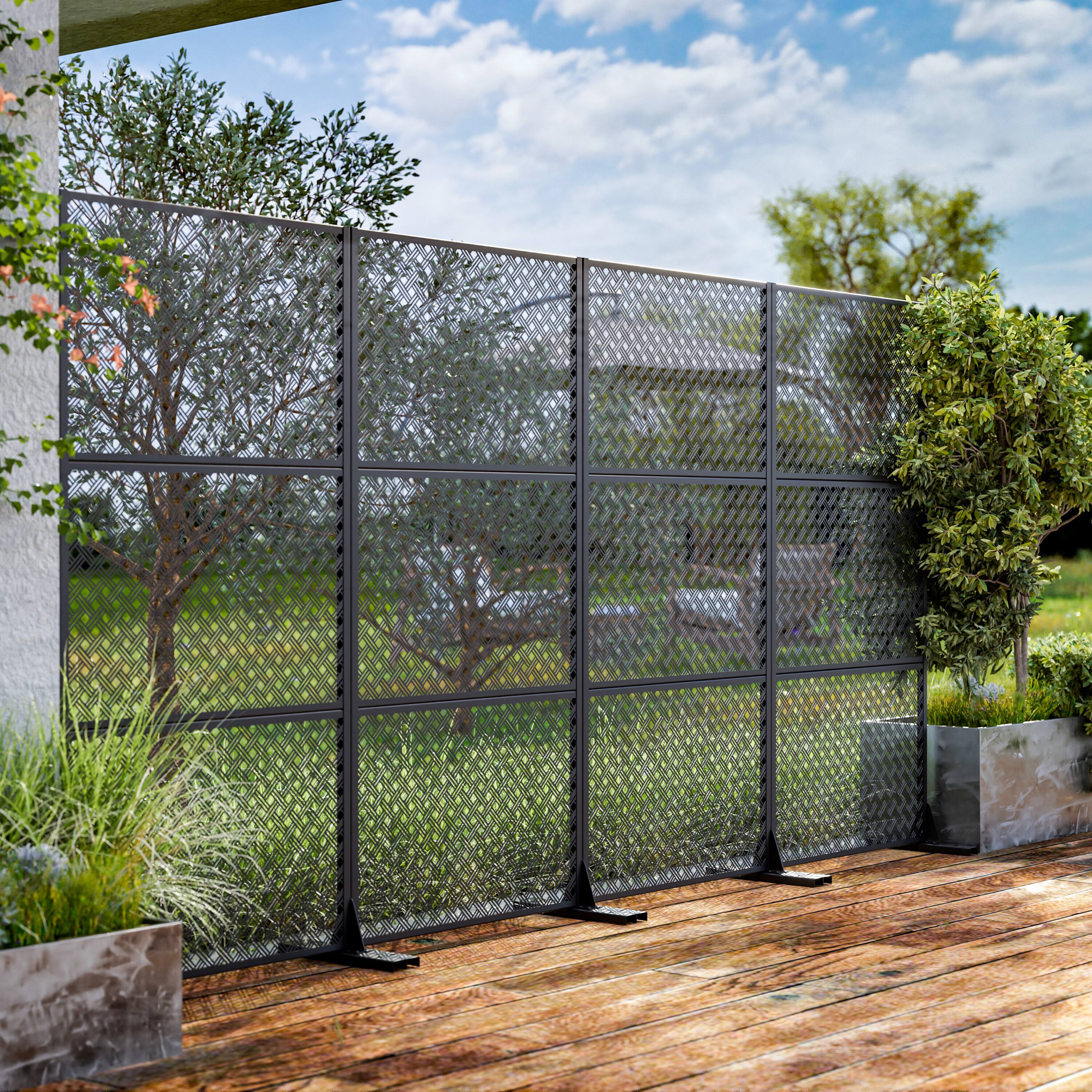 Left. Lirago - 72 in. Galvanized Metal Outdoor Privacy Screens Garden Outdoor Fence - Black.