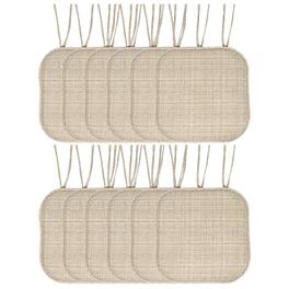 Sweet Home Collection - Aria Memory Foam Non-Slip 16" x 16" Chair Cushion Pad with Ties, 12-Pack - Beige