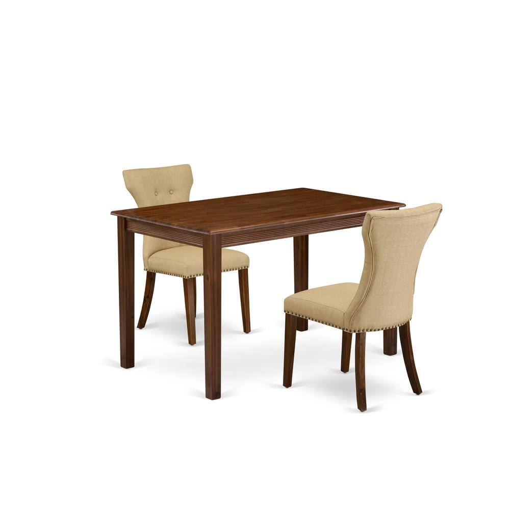 Back. East West Furniture - 3 Piece Dining Set Includes a Rectangle Kitchen Dining Table - Brown.