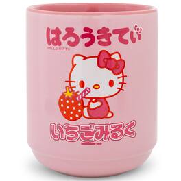 Silver Buffalo - Sanrio Hello Kitty Strawberry Milk Asian Ceramic Tea Cup | Holds 9 Ounces - Pink