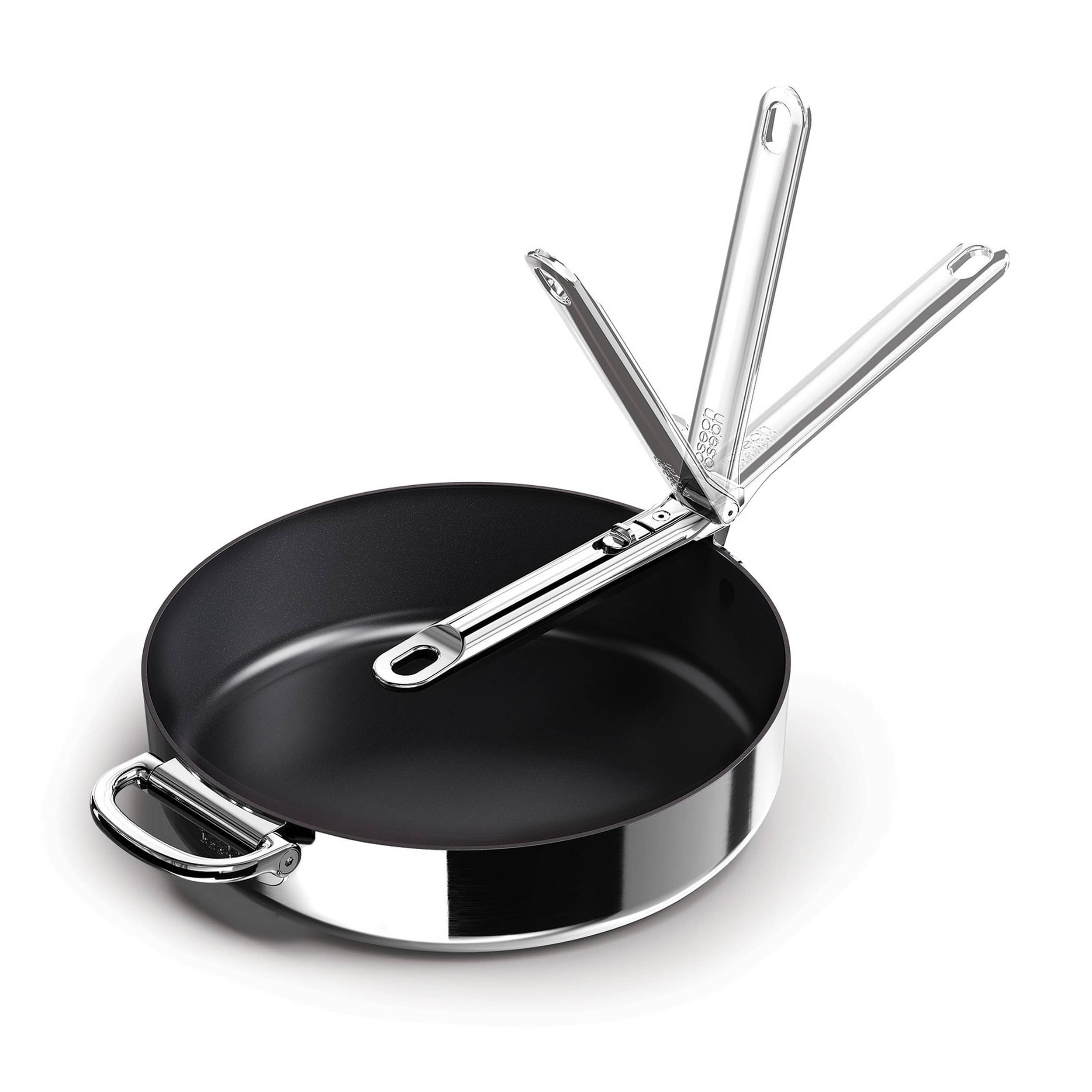 Joseph Joseph - Space Steel 11'' Ceramic Non-stick Frying Pan with Folding Handle - Stainless Steel
