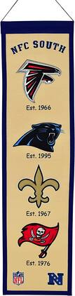 Winning Streak Sports - NFC South Divsion Heritage Banner ( Buccaneers Saints Falcons Panthers ) Rivalry Logos - Multi