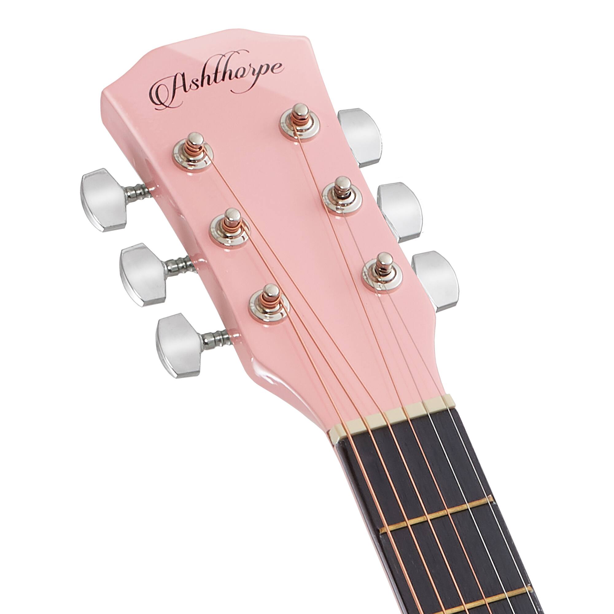 Alt View 2. Ashthorpe - 41-in Beginner Cutaway Acoustic Guitar Package with Gig Bag - Pink.