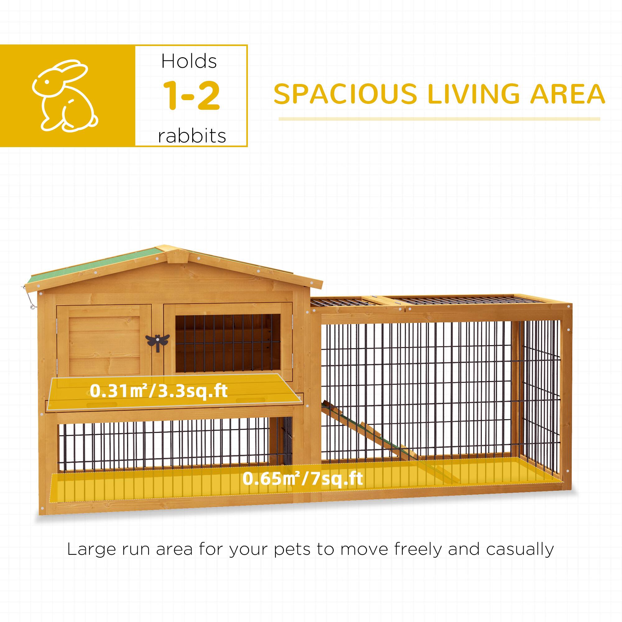 Holds 1-2 rabbits

SPACIOUS LIVING AREA

0.31m²/3.3sq.ft

0.65m²/7sq.ft

Large run area for your pets to move freely and casually