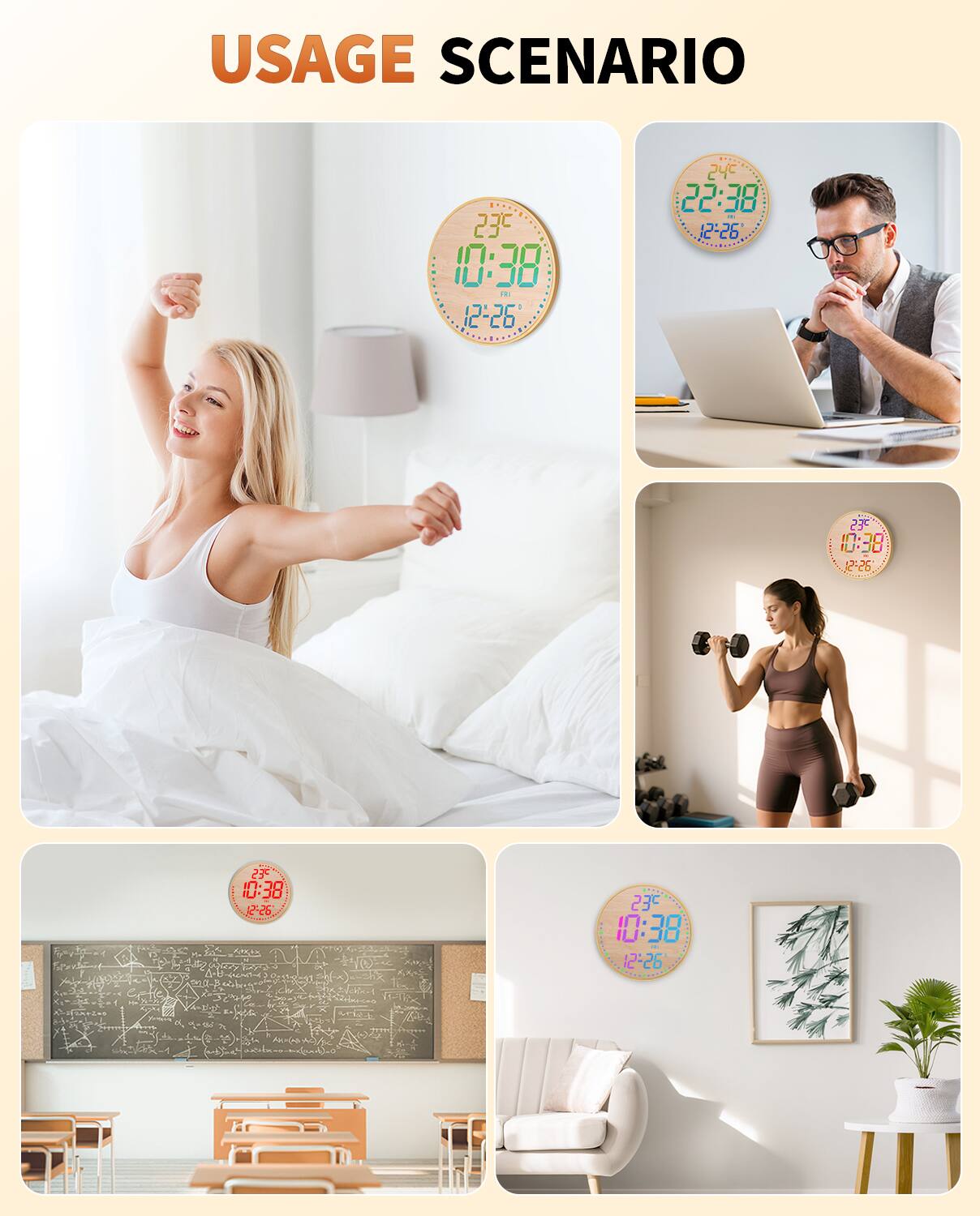 USAGE SCENARIO

23°C 10:38 FRI 12:26  
22:38 - 12-26  
23°C 10:38 12:26