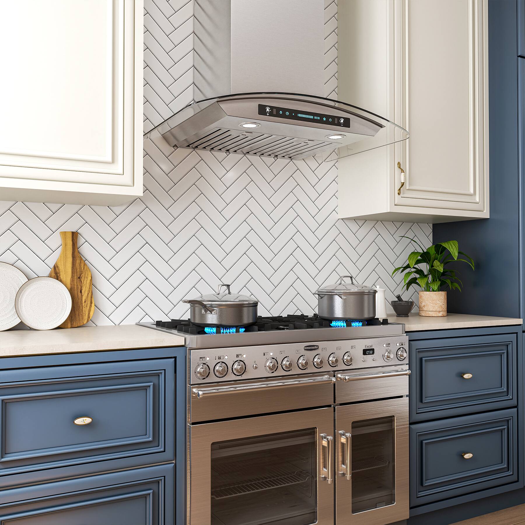 Alt View 2. Onefly - 30 inches - Ducted - Wall Mount Range Hood - silver.