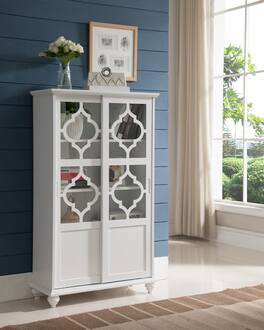 Kings Brand Furniture - Halswelle 2-Door Curio Bookcase Cabinet with Glass Doors - White