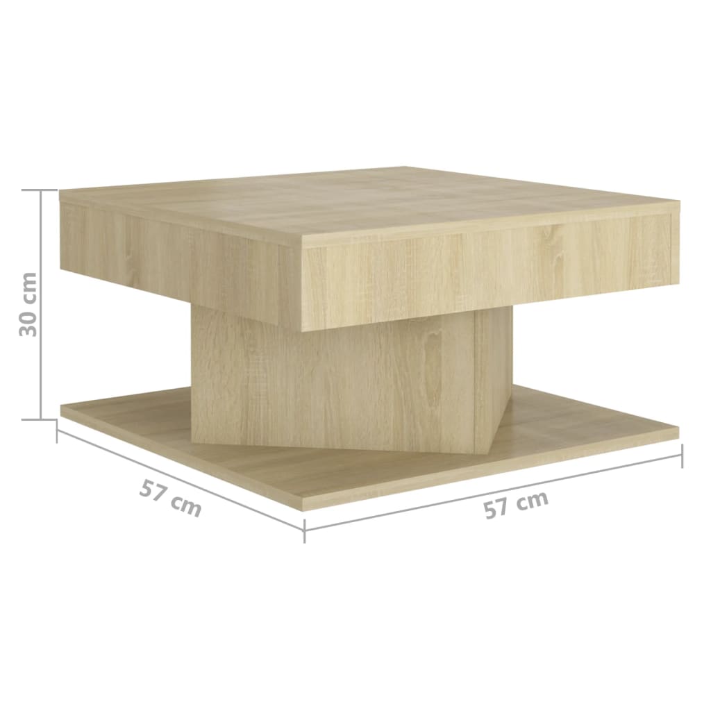 Alt View 4. Boyel Living - 22.4 x 22.4 x 11.8 in. Square Engineered wood Small Simple Coffee Table in Sonoma oak Beige - Beige.