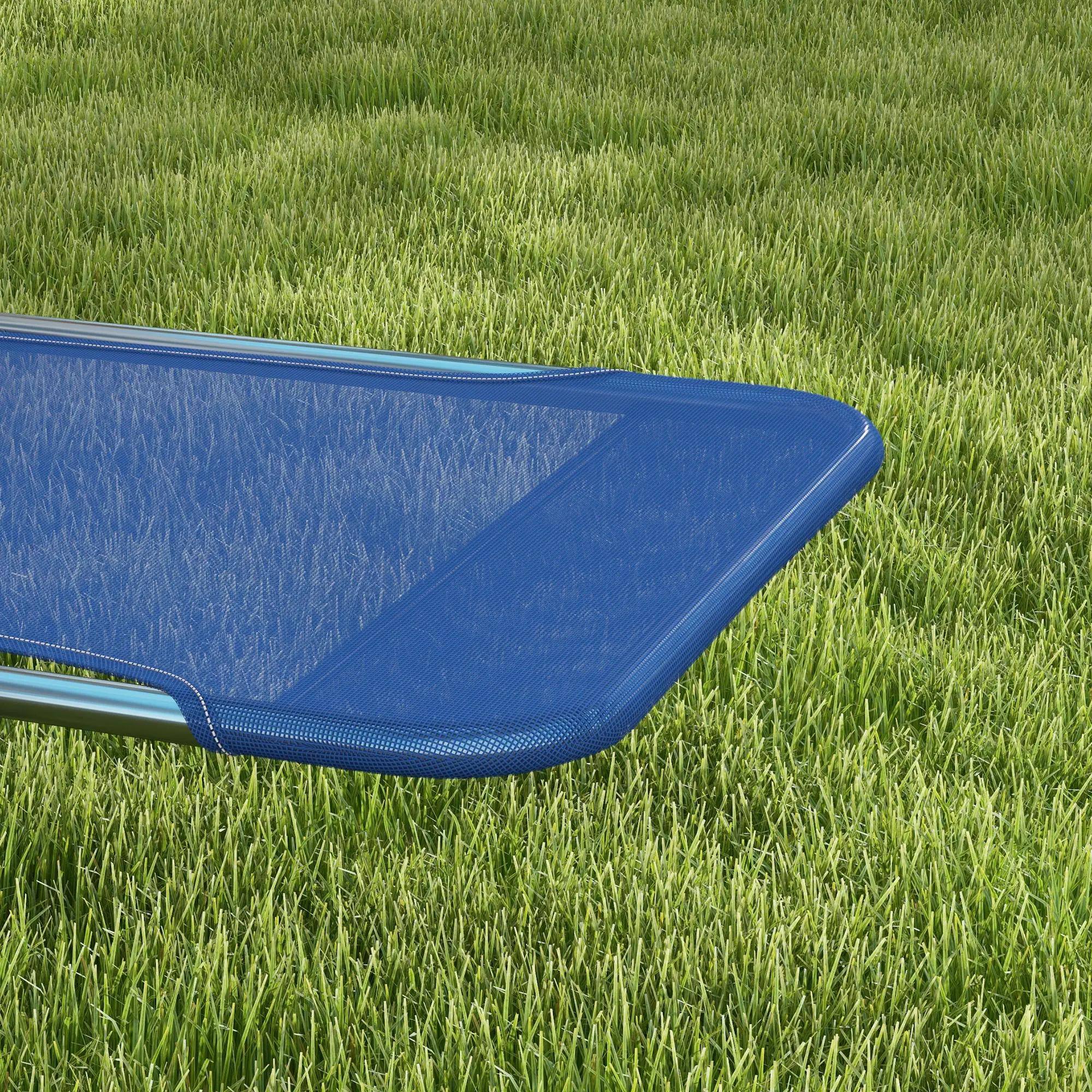 Back. Resenkos - ResenKos 2-Piece Foldable Premium Chaise Lounge Chairs , Reclining Sunbeds With Breathable Mesh Seating, Dark Blue - Dark Blue.