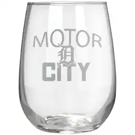 Great American Products - Detroit Tigers Etched 17oz. Rally Cry Stemless Wine Glass - Multicolor
