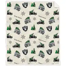 Pegasus - Las Vegas Raiders 50'' x 60'' Holiday Pickup Truck Sherpa Flannel Fleece Blanket - Multicolor