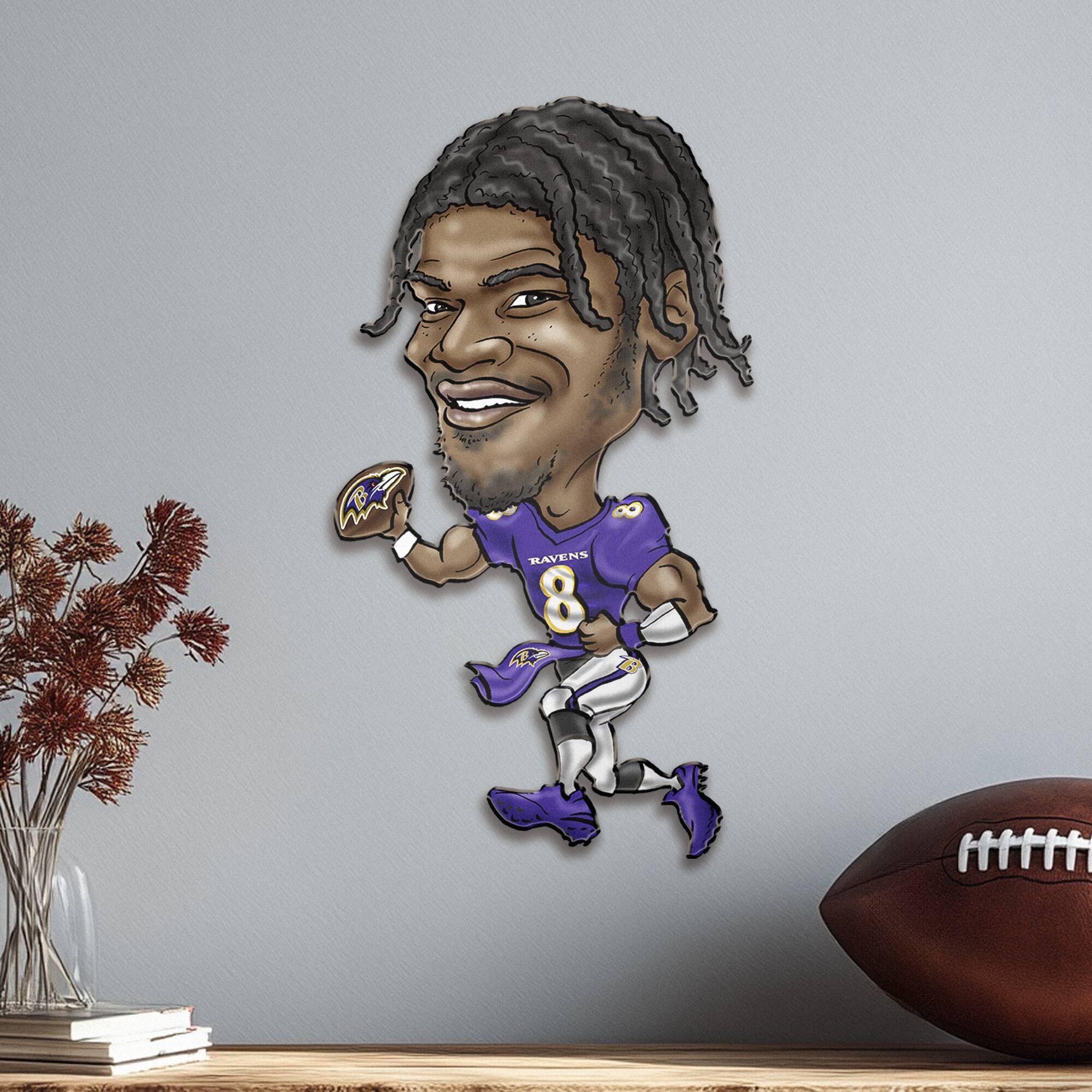 Alt View 1. Sporticulture - Lamar Jackson Baltimore Ravens Metal Caricature Wall Art - Purple.
