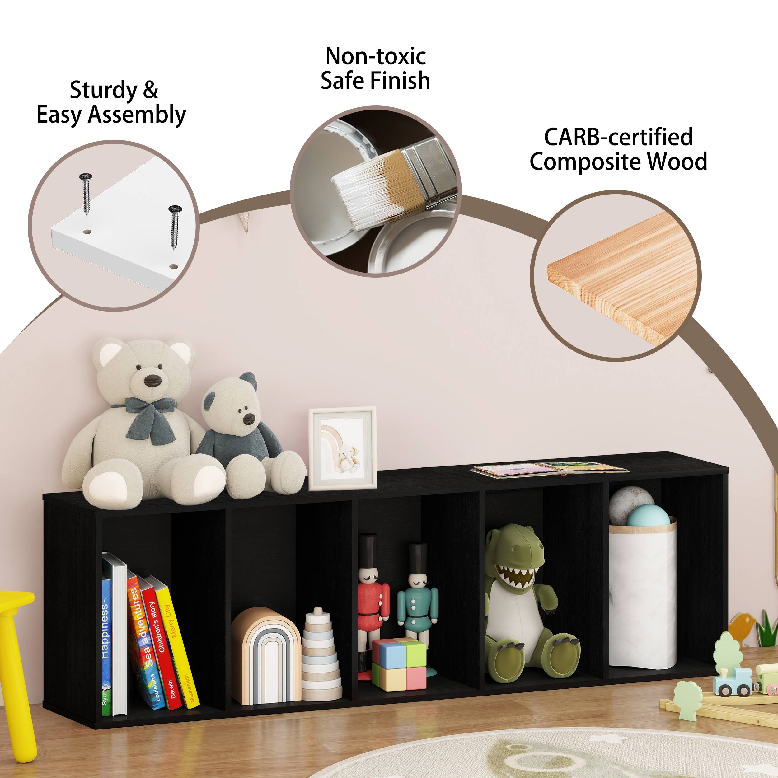 Sturdy & Easy Assembly  
Non-toxic Safe Finish  
CARB-certified Composite Wood