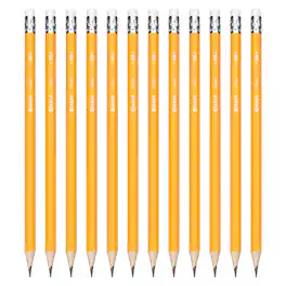Unique Bargains - 12pcs HB Pencils, Pre-Sharpened Hexagonal Wooden Pencils w/ Eraser for Drawing, Sketching, Writing, Office - Yellow