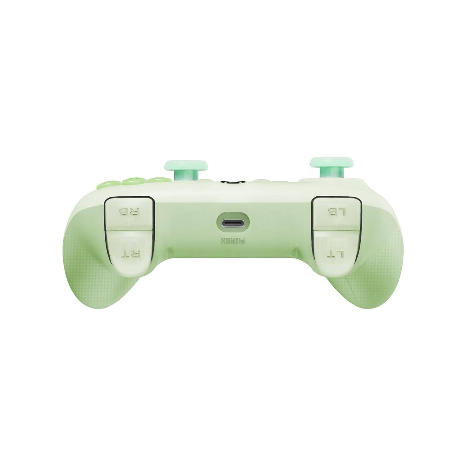 Left. 8BitDo - 8Bitdo Ultimate Mini Wired Controller with RGB Ring, Hall Effect Joysticks and Triggers for Xbox, Windows - Translucent - Green.