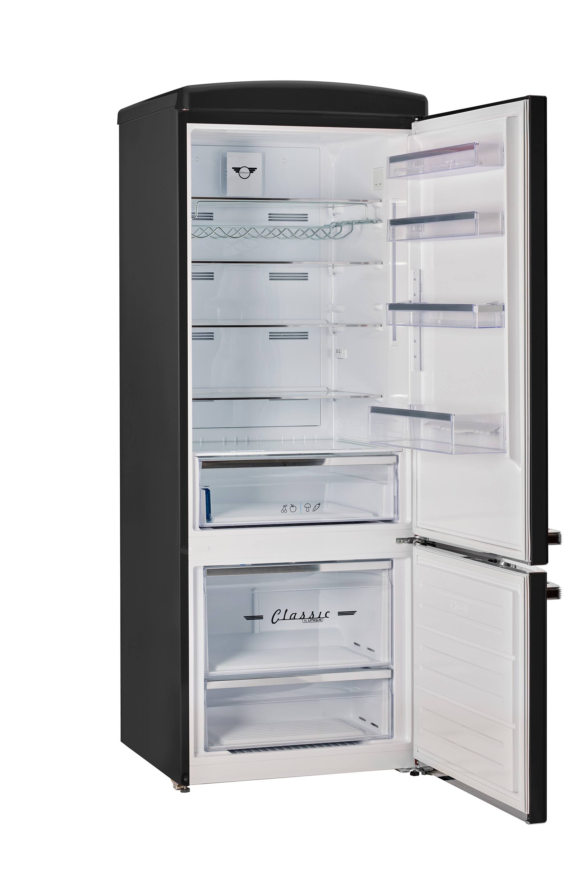 Angle. Unique Appliances - Classic Retro 16.7 cu.ft Bottom Freezer Counter Depth Refrigerator - Matte Black.