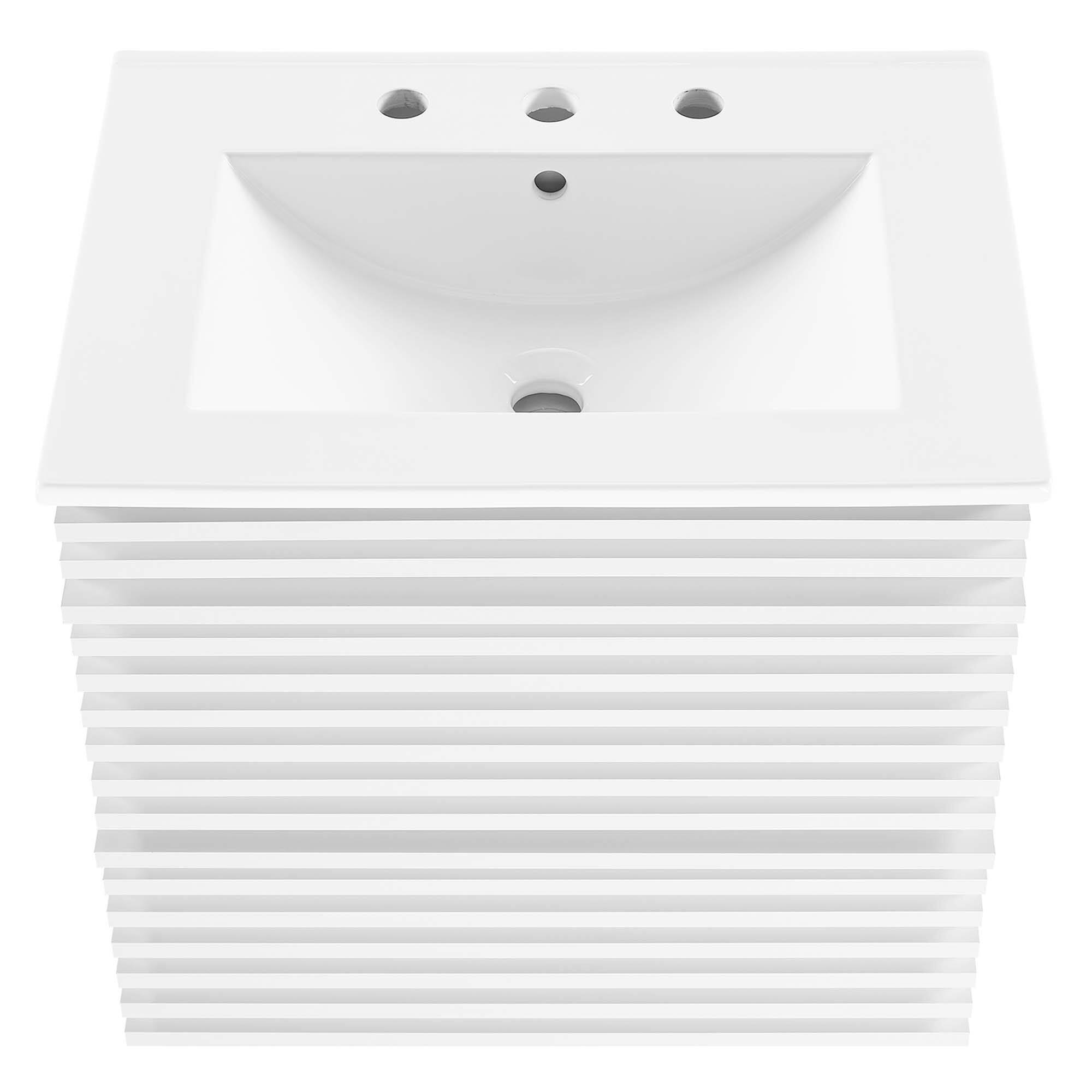 Alt View 4. Modway - Render Wall-Mount Bathroom Vanity with White Basin Included - White White.