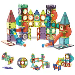 Contixo - 110-Piece Glow-in-the-Dark Marble Run Magnetic Light-Up Tile Set, STEM Building Toy for Ages 3+