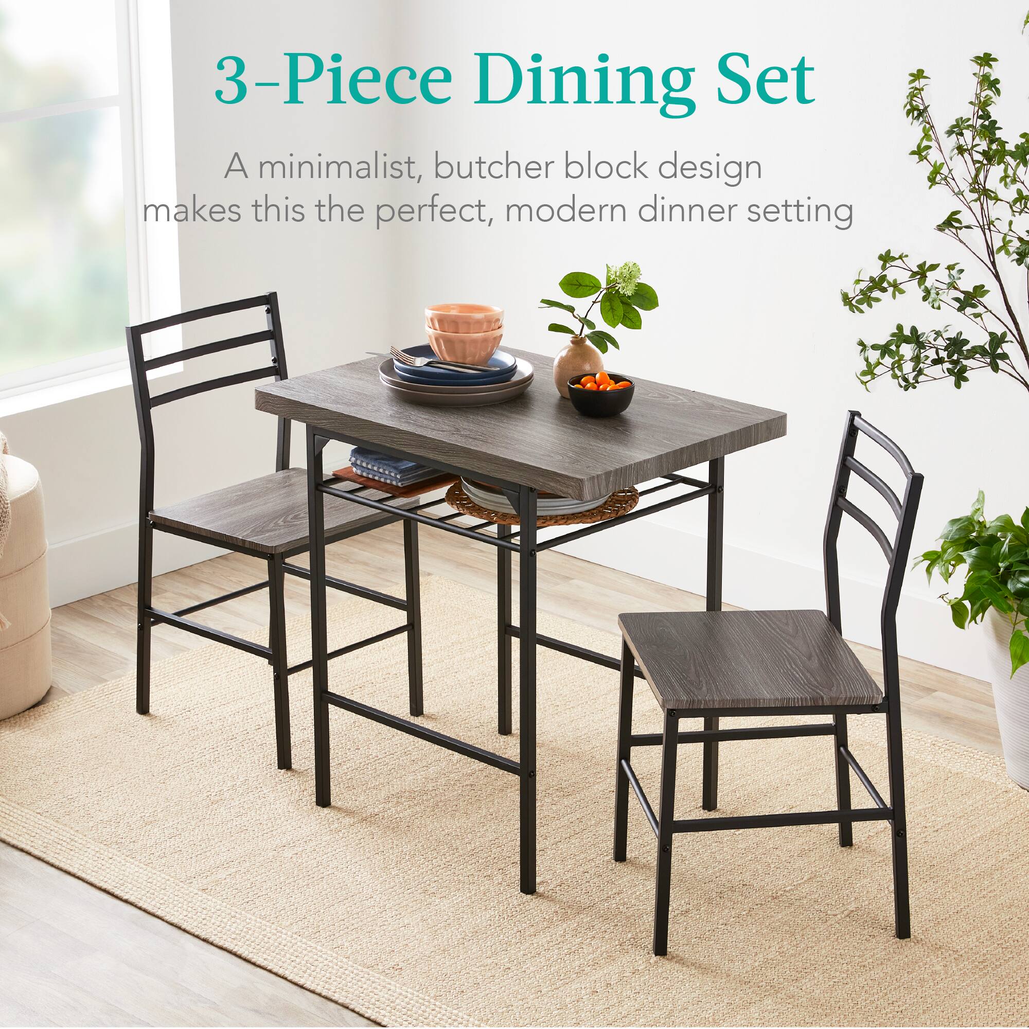 3-Piece Dining Set

A minimalist, butcher block design makes this the perfect, modern dinner setting