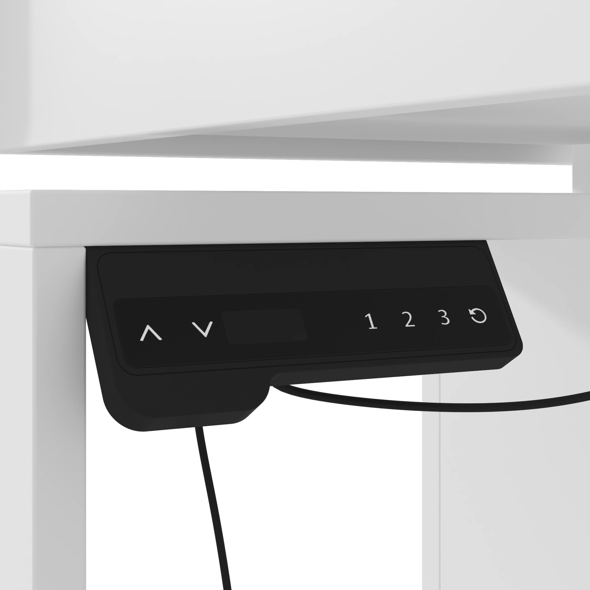Alt View 6. Famapy - Electric Standing Desk with Flip-Up Desktop, LED Eye-Care Light, Storage, 170 LBS, 29.8"-45.3", Study Workstation - White & Wooden.