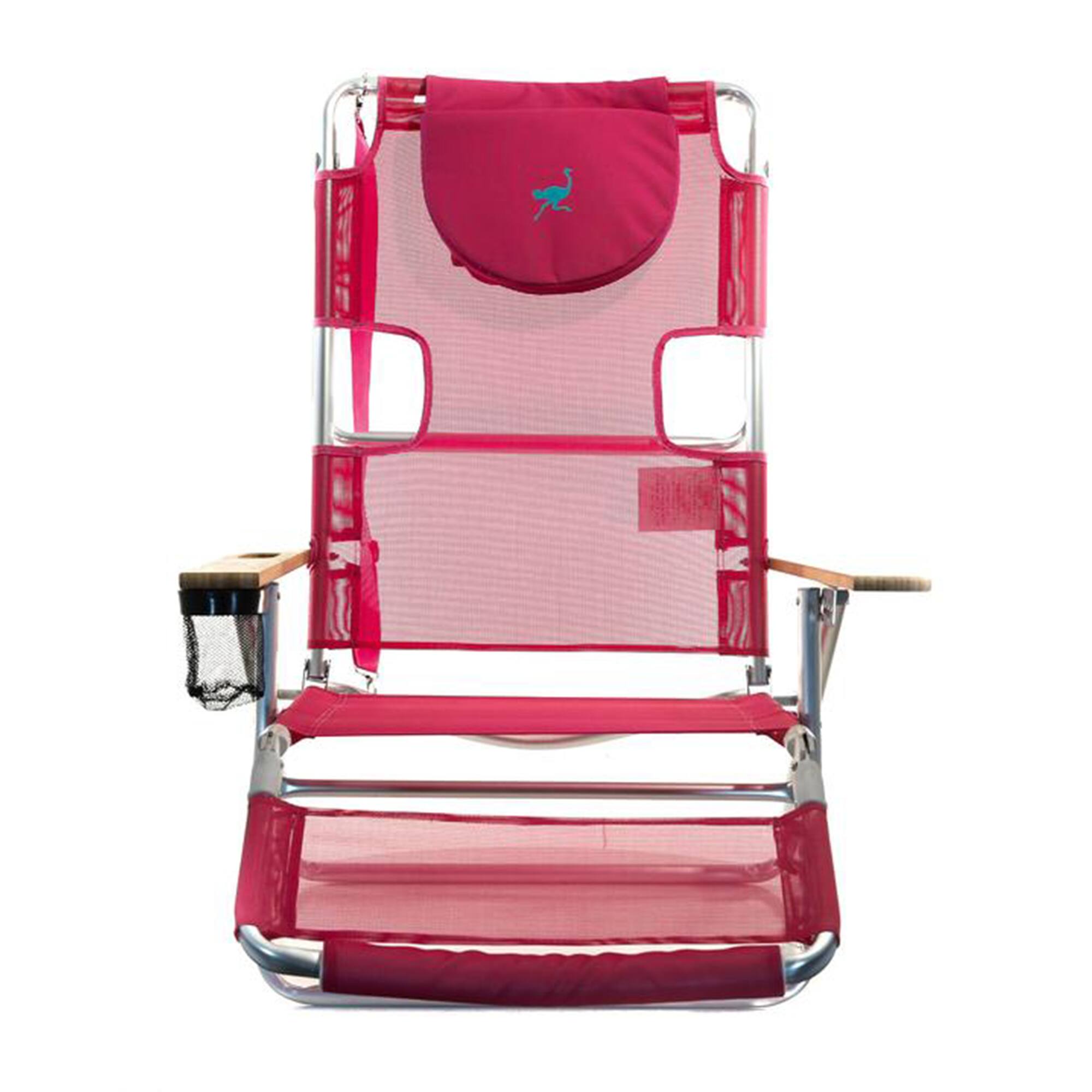 Alt View 10. Ostrich - Ostrich Altitude 3N1 High Back Outdoor Beach Lounge Chair with Footrest, Pink - Pink.