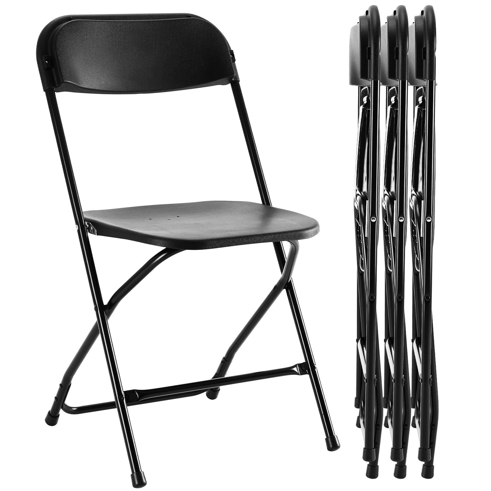 Front. AENKYO - 4 Pack Folding Chair, Indoor Outdoor Portable, Stackable for Events, Offices, Weddings, Picnics and Restaurants - Black.