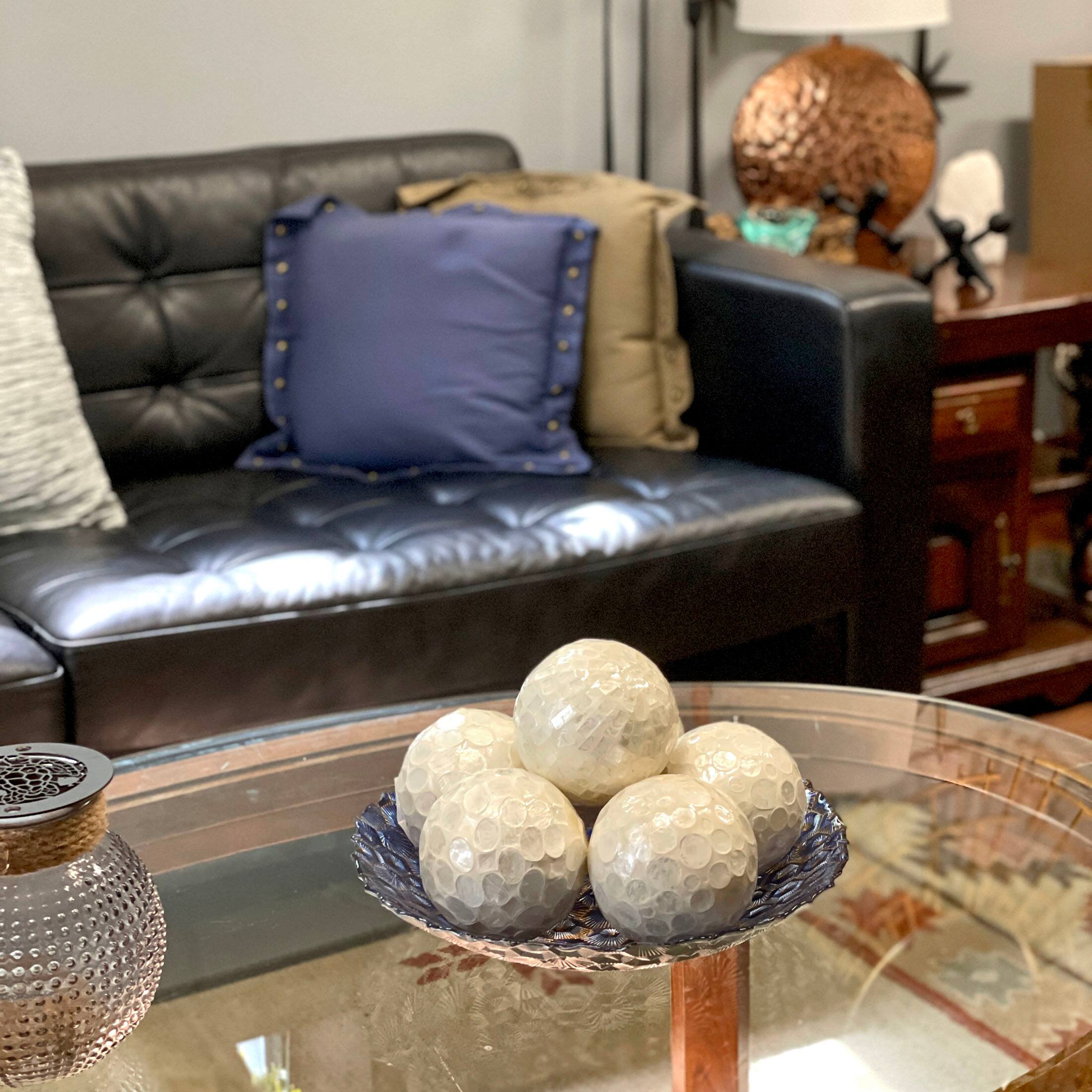 Alt View 7. Things2Die4 - Set of 6 Capiz Shell Deco Spheres 4" White Iridescent Decorative Balls - White.