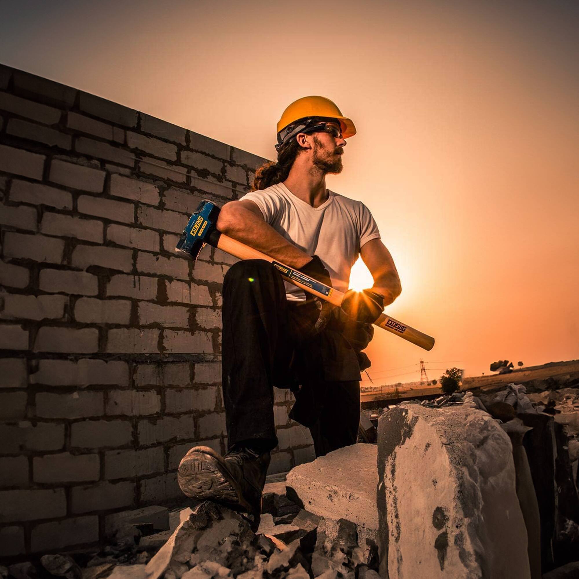 Alt View 3. Estwing - Estwing 12 Pound Head Hard Face Stake Sledge Hammer with 36 Inch Hickory Handle - Blue.