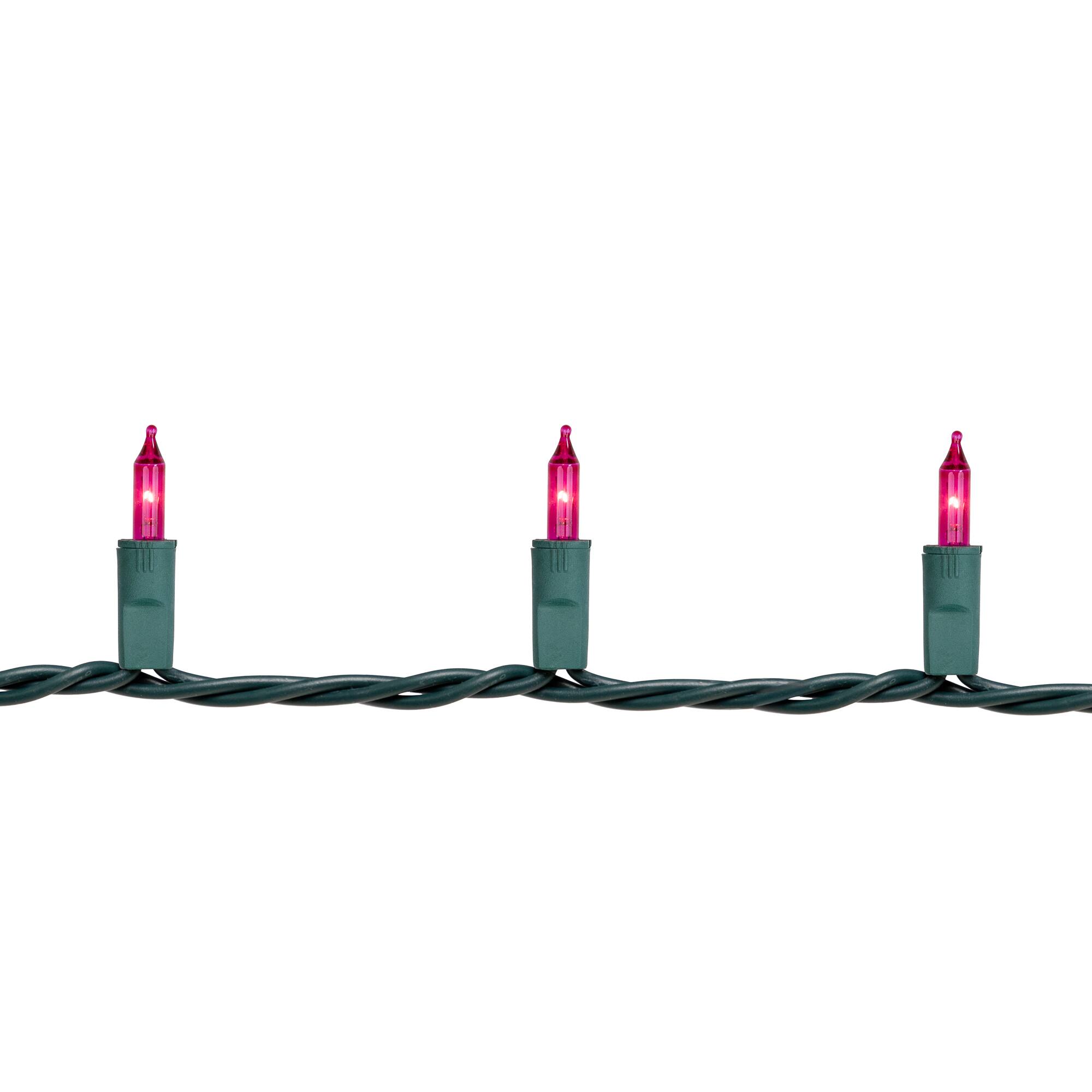 Alt View 4. GKI/Bethlehem Lighting - Perm-O-Snap Mini Christmas Lights - Pink - 24.75 ft Green Wire - 50ct - Pink.