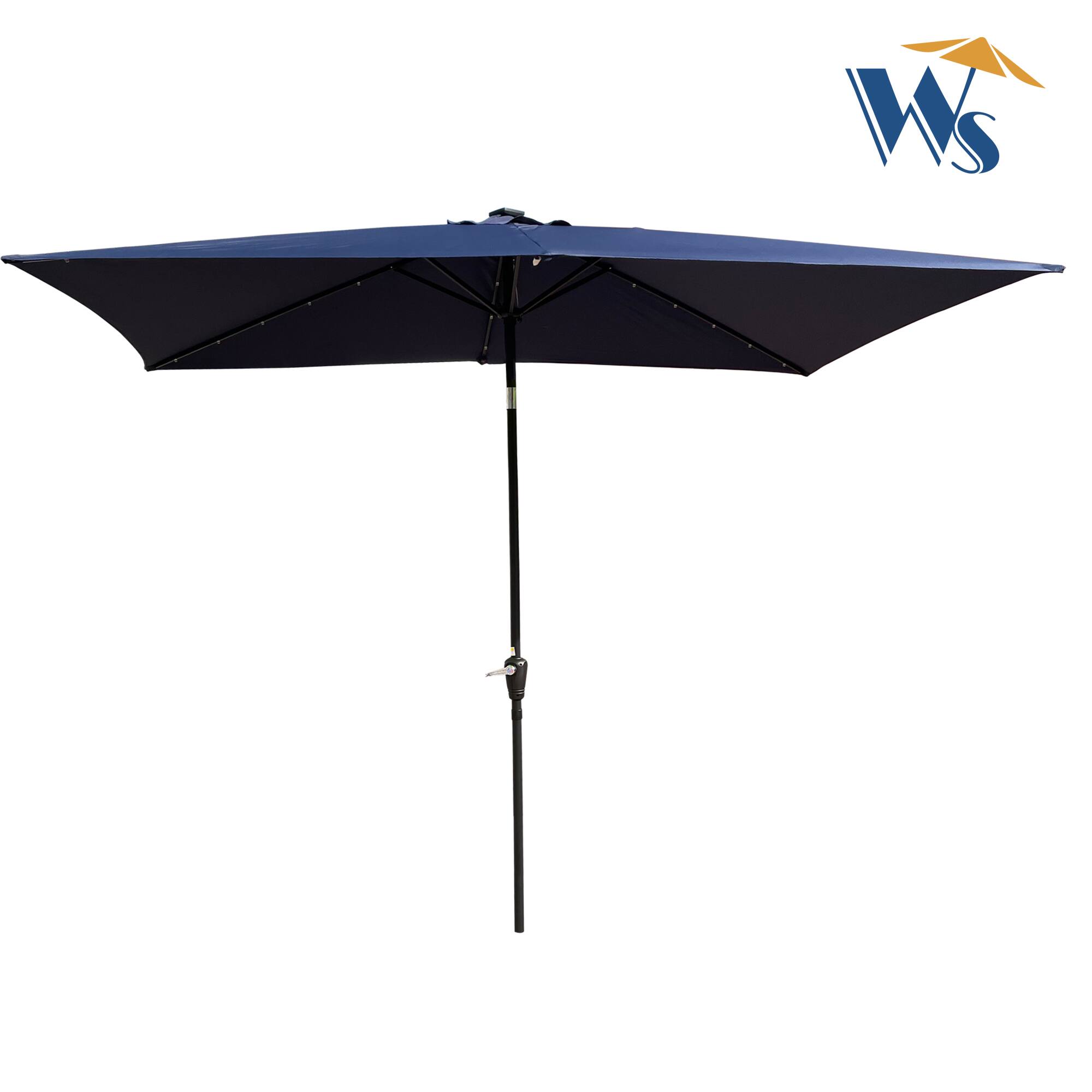 Back. Loheer - Loheer 10x6.5 Rectangular Patio Umbrella Solar LED Lighted Outdoor Umbrella with Crank Push Button Tilt.