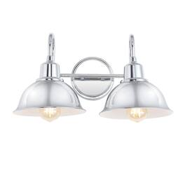 Jonathan Y - Frisco 17.25" 2-Light Farmhouse Industrial Iron LED Vanity - Chrome