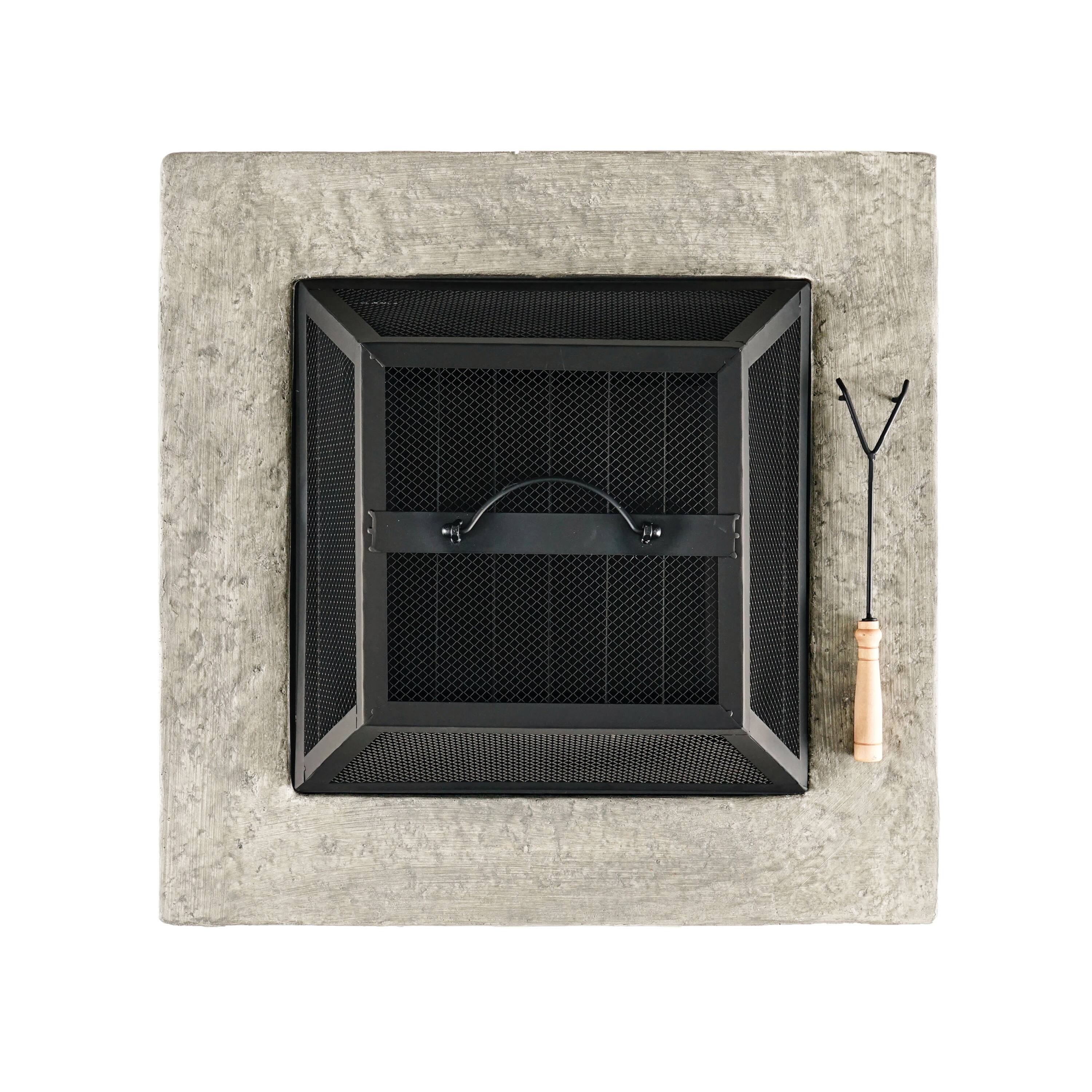 Alt View 2. Mondawe - 28" MGO Wood Burning Outdoor Fire Pit with Lid - Gray.